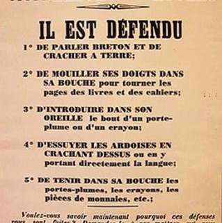 Affiche "Il est défendu de parler breton et de cracher à terre ...